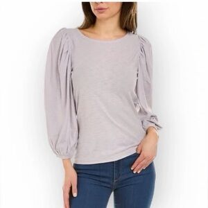 Nation Ltd Cecilia Balloon Sleeve Tee M Pima Cotton Lavender Grey Pima Cotton